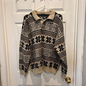 Etchings Vintage 90s  Men's Wool Blend Geometric Aztec Patterned Sweater Size XL